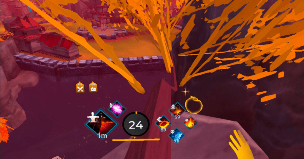Yellow points for placing the peaches
