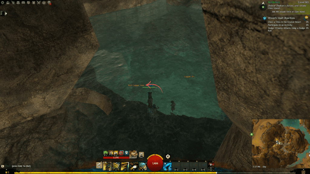 Rich Copper Vein in Windrock Maze can be found underwater